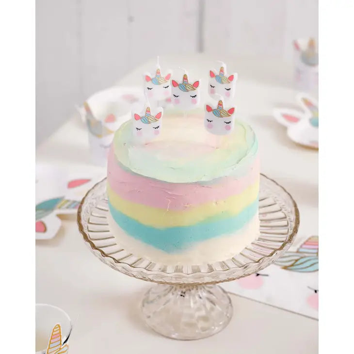 Unicorn Face Cake Candles - 5 Pack