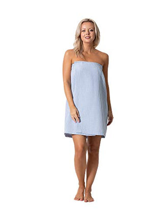 Turkish Linen Women’s Waffle Shower Wrap with Adjustable Closure - S/M