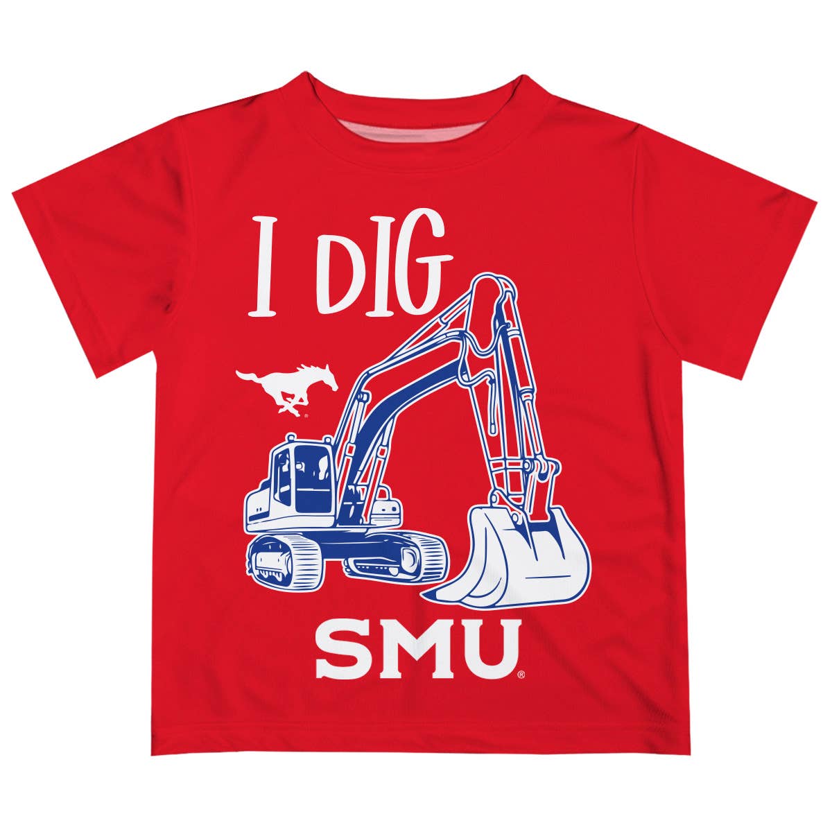 SMU Mustangs Excavator Boys Red T-Shirt