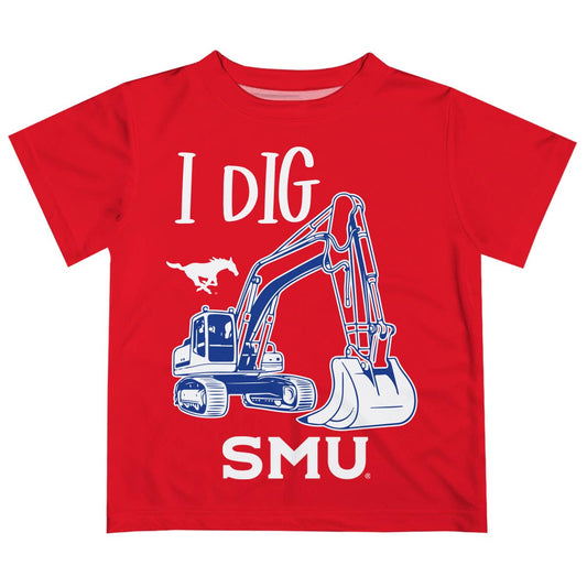 SMU Mustangs Excavator Boys Red T-Shirt