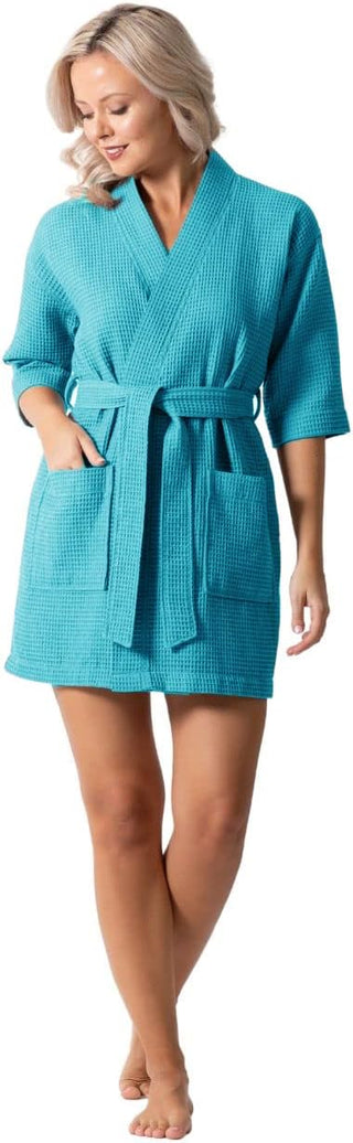 Turkish Short Waffle Robe with Pockets