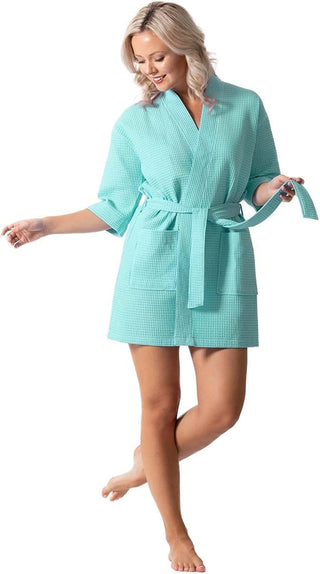 Turkish Short Waffle Robe with Pockets