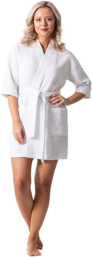 Turkish Short Waffle Robe with Pockets