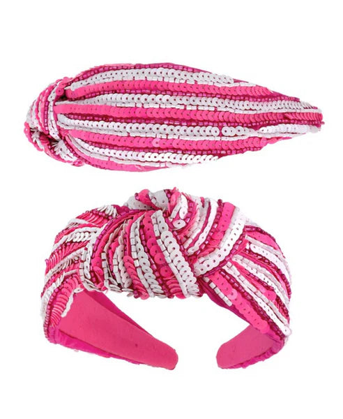 Hot Pink & White Sequin Headband