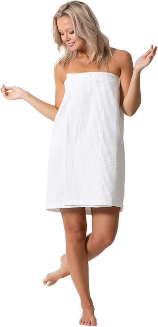 Turkish Linen Women’s Waffle Body Wrap with Adjustable Closure - S/M