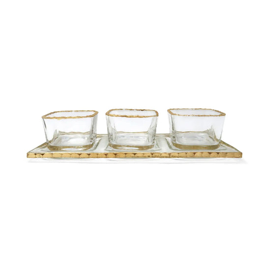 3 Bowl Relish Dish on Tray