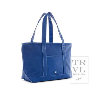 TRVL - Midi Coated Blue Bell Tote with Zipper