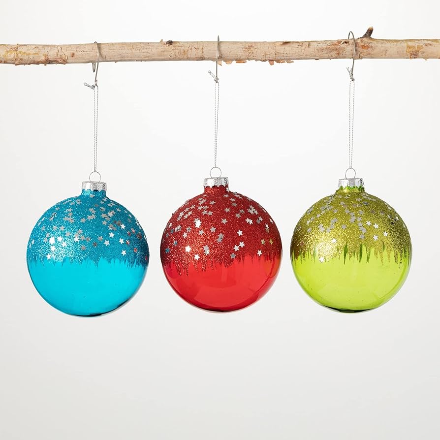 Colored Star Ball Ornament Multi Color Glass