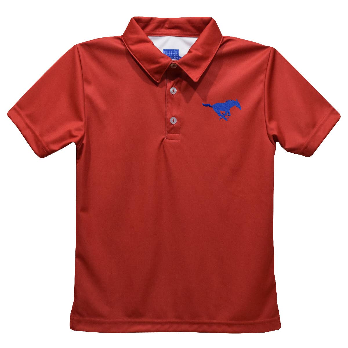 SMU Mustangs Embroidered Red Short Sleeve Polo Shirt