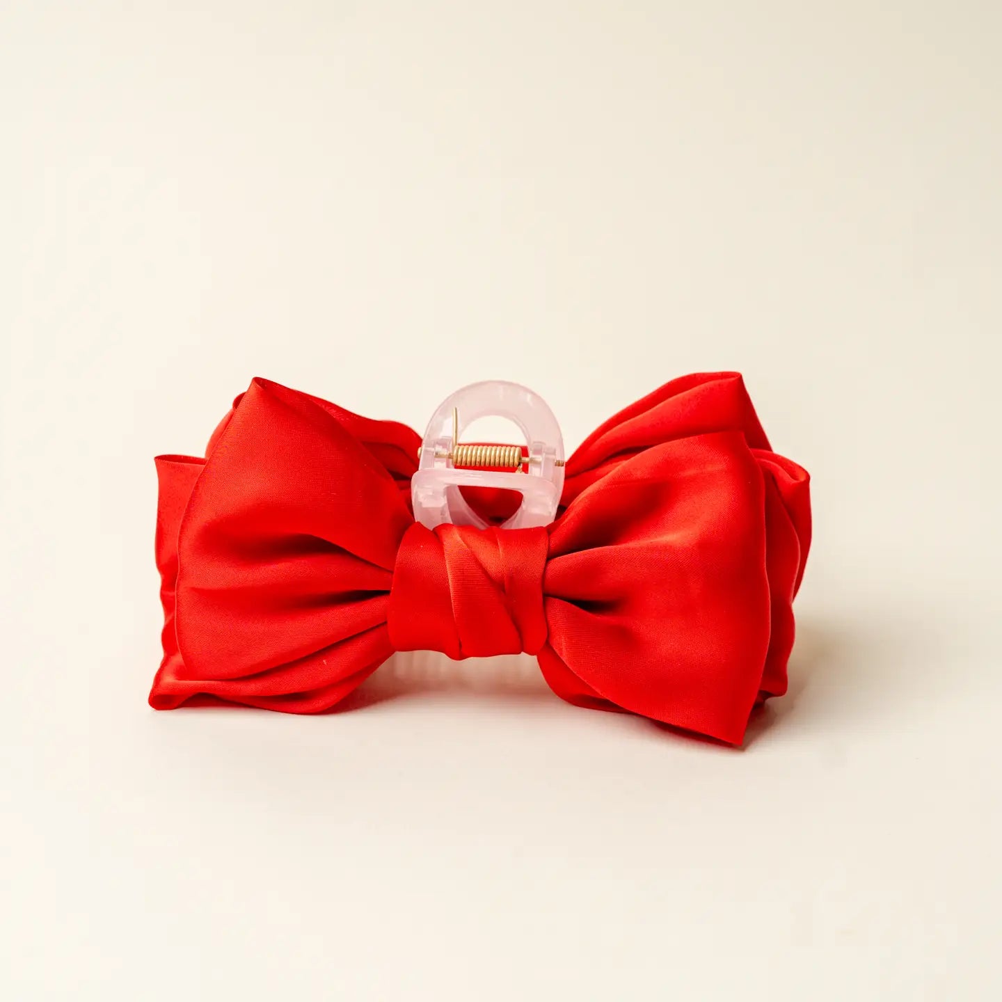 Red Satin Bow Claw Clip