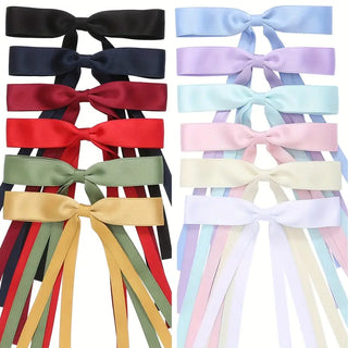 Elegant Solid Color Ribbon Bowknot Shaped Hair Clips