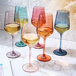 Set of 6 Colored Wine Glasses