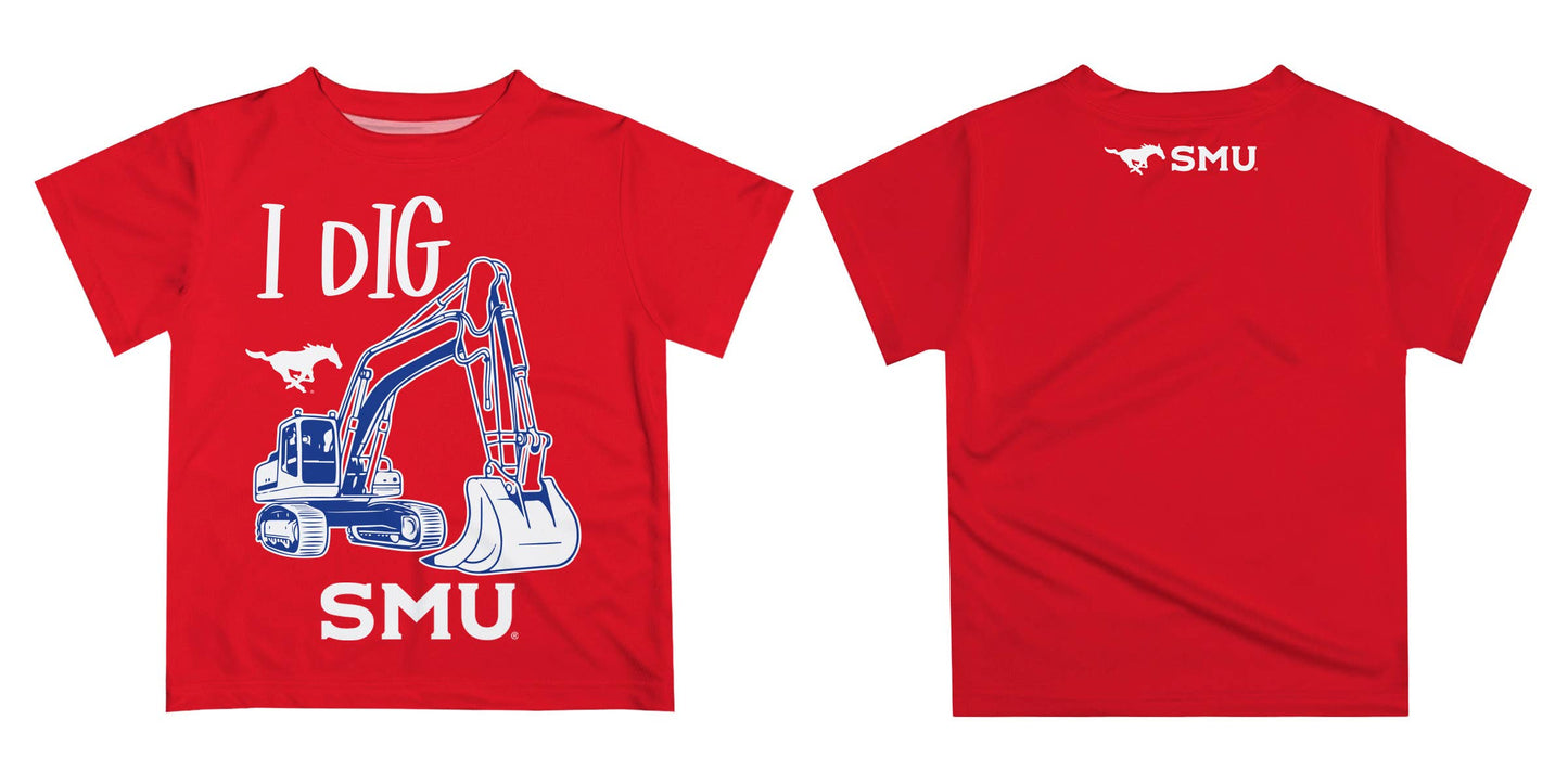 SMU Mustangs Excavator Boys Red T-Shirt