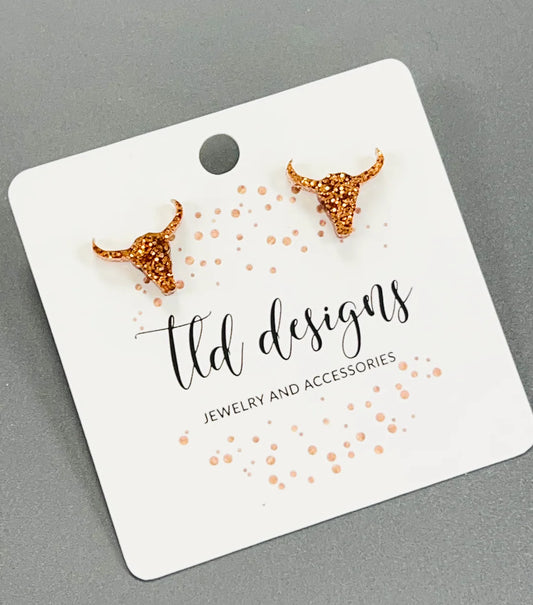 Longhorn Glitter Studs