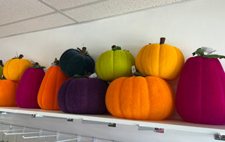 Flocked Pumpkin with Leaves