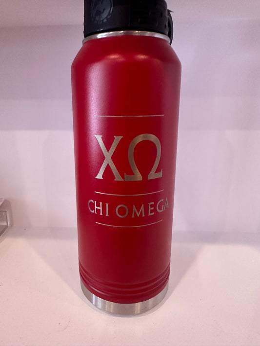 Chi Omega Engraved Water Bottle