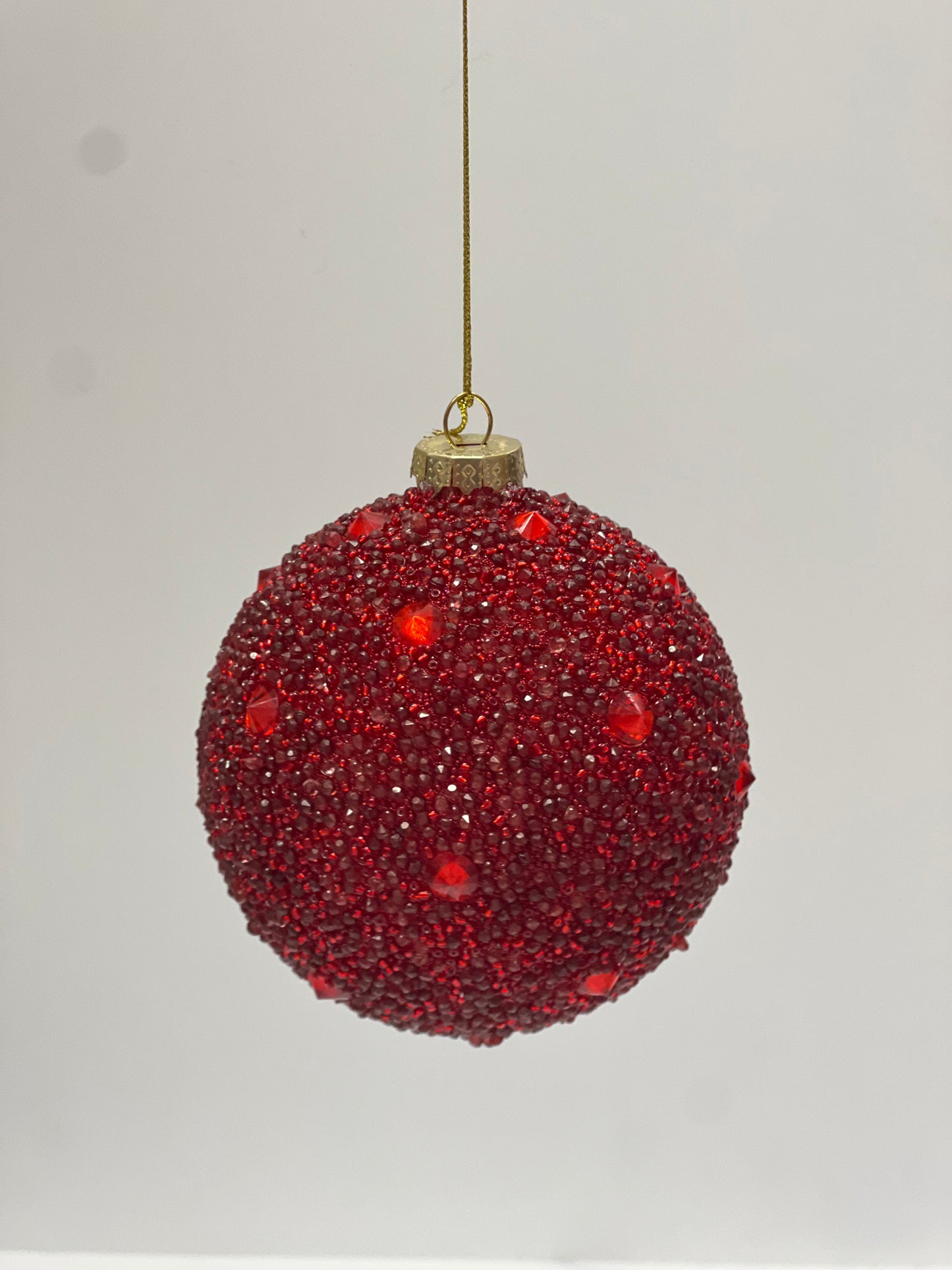 Red Sparkle and Bead Ornament