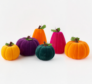 Flocked Pumpkin with Leaves