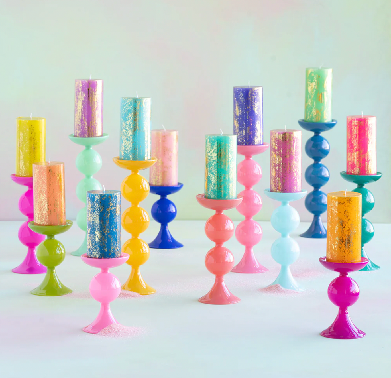 Rainbow Pillar Candle