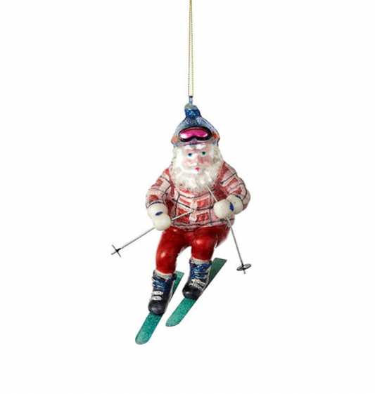 Santa Skier Ornament