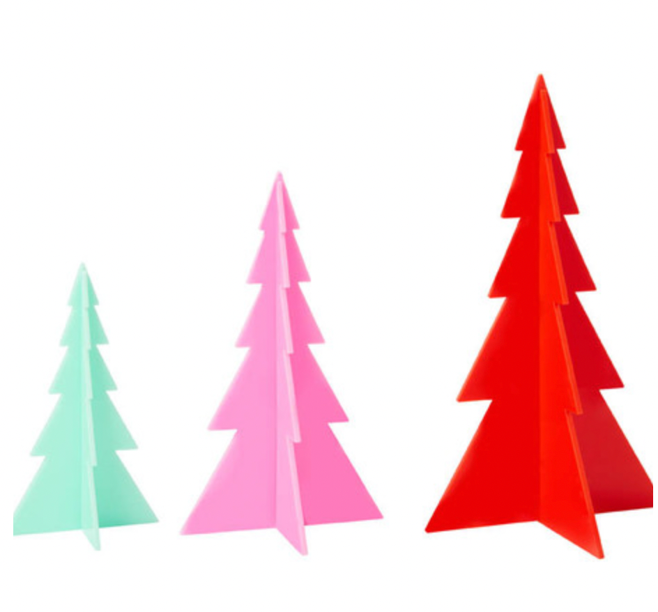 Acrylic Tree Set- Red/ Pink/ Light Blue
