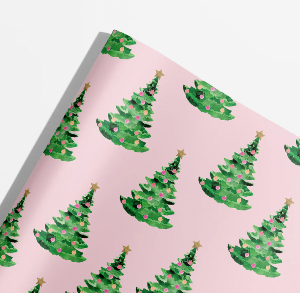 Pink Trees Christmas Wrapping Paper