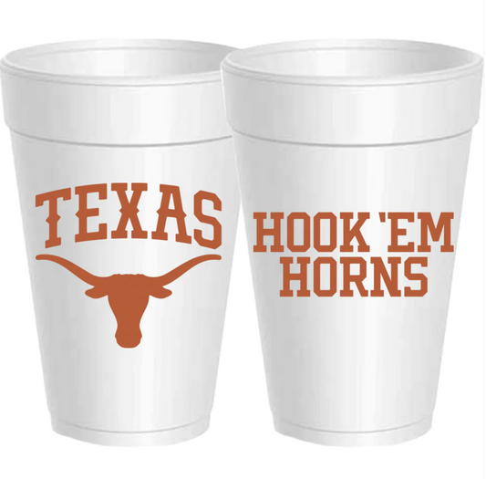 Texas- Hook 'Em Styrofoam Cups