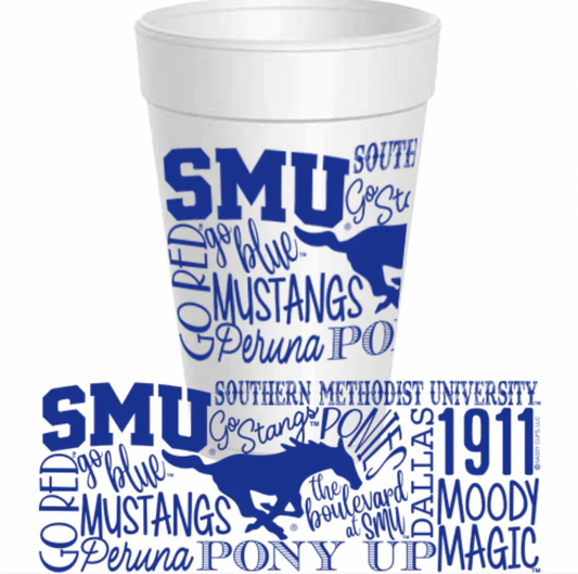 SMU- Traditions BLUE Styrofoam Cups