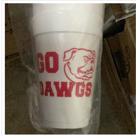 Georgia- Go Dawgs Styrofoam Cups