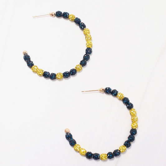 Blue/Yellow Hoop Earrings