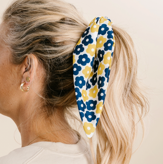 Blue/Yellow Flower Hair Scarf