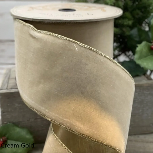 Lush Velvet with Gold Backing- Cream- 2 sizes