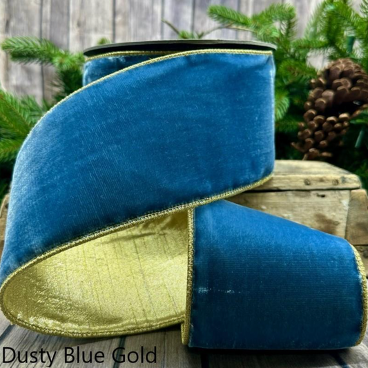 Lush Velvet with Gold Backing - Dusty Blue- 2 sizes