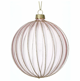 Clear Glitter Ball Ridge Ornament in Pink Champagne