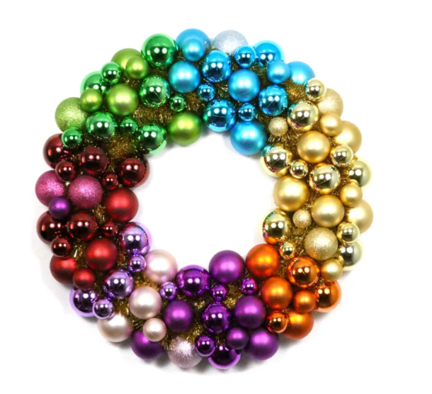 Ball Encrusted Wreath Rainbow