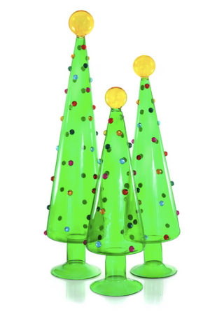 a group of green christmas trees