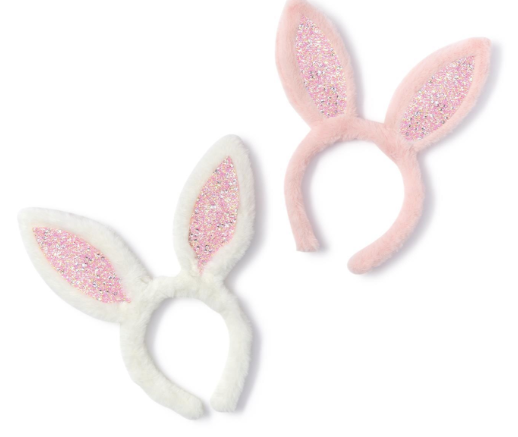 Plush Faux Fur Bunny Ears with Glitter Headband