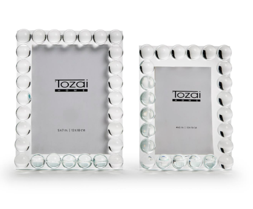 Bubbles Crystal Glass Photo Frame – Navy Blooms