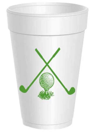 Golf Clubs and Tee Styrofoam Cups
