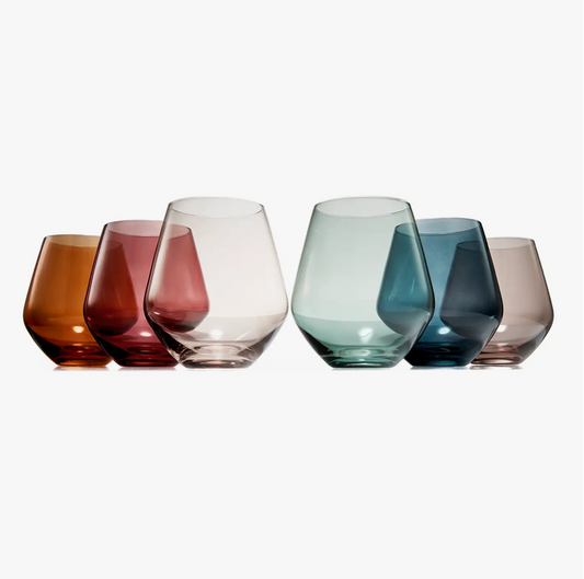 Earth Tone Stemless Wine Glasses