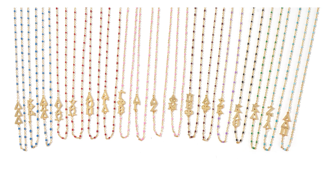 Sorority Necklace on Enamel Beads