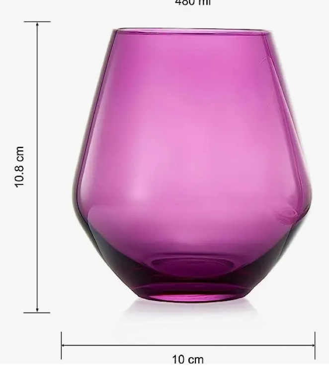 Stemless Wine Glasses in Amethyst and Rose