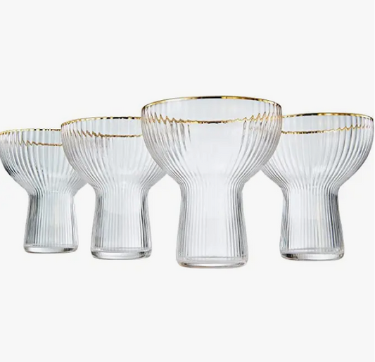Gold Rimmed Margarita and Cocktail Glasses