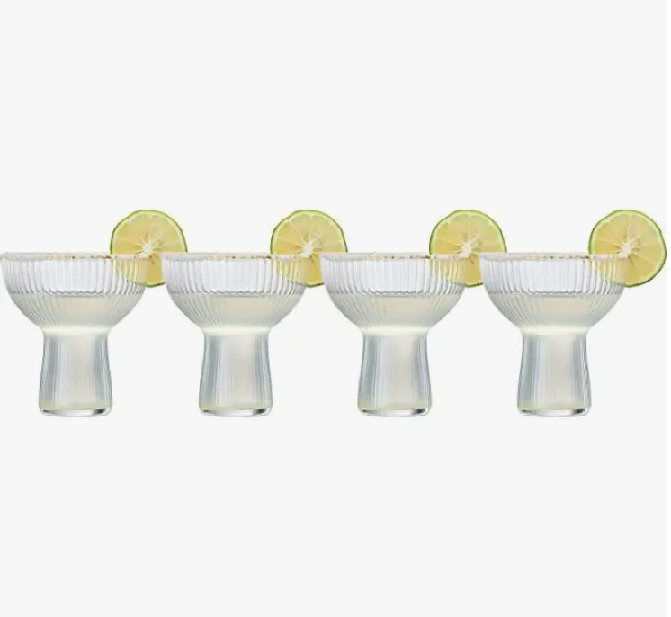 Gold Rimmed Margarita and Cocktail Glasses