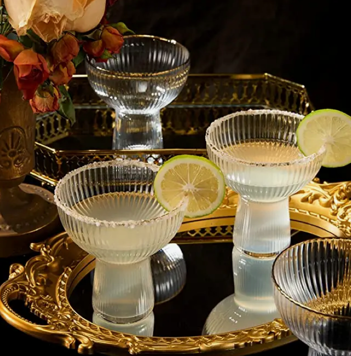 Gold Rimmed Margarita and Cocktail Glasses