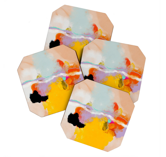 Yellow Blush Abstract Coasters