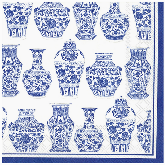 Blue and White Urn Cocktail Napkins