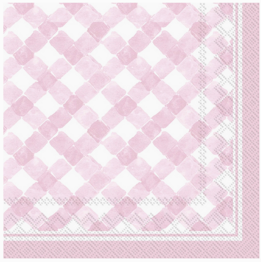 Pink Gingham Cocktail Napkins