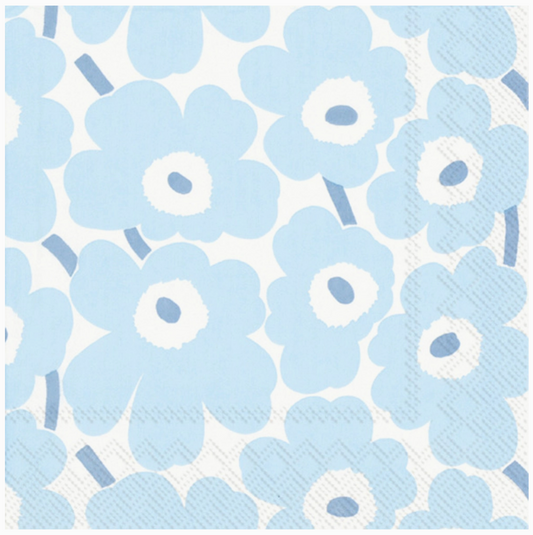 Light Blue Flower Cocktail Napkins