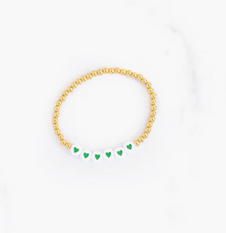 Green Heart Gold Beaded Bracelet